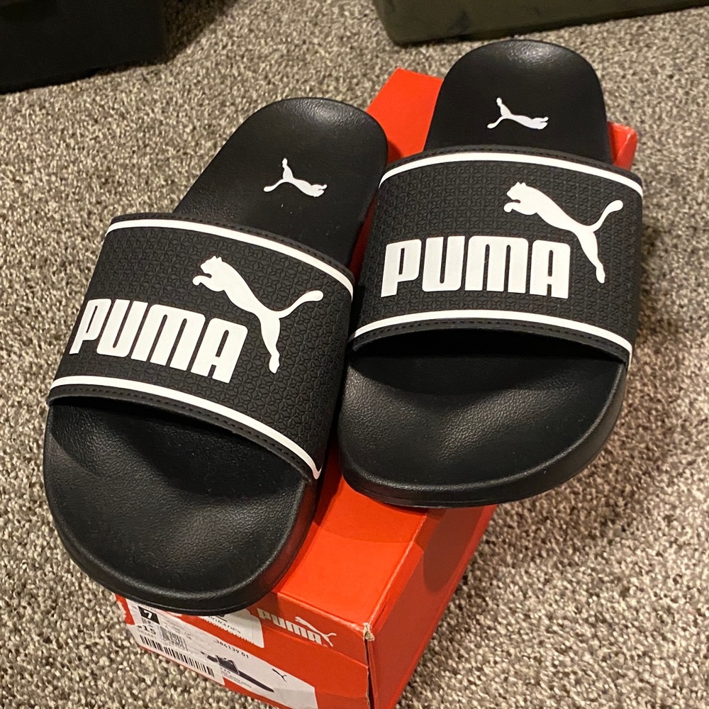 Puma Black and White Slide Sandals